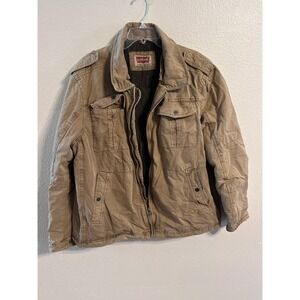 Levi's XXL Mens Tan Quilted Lined Full Zip Up Jacket Utility Military‎ Style